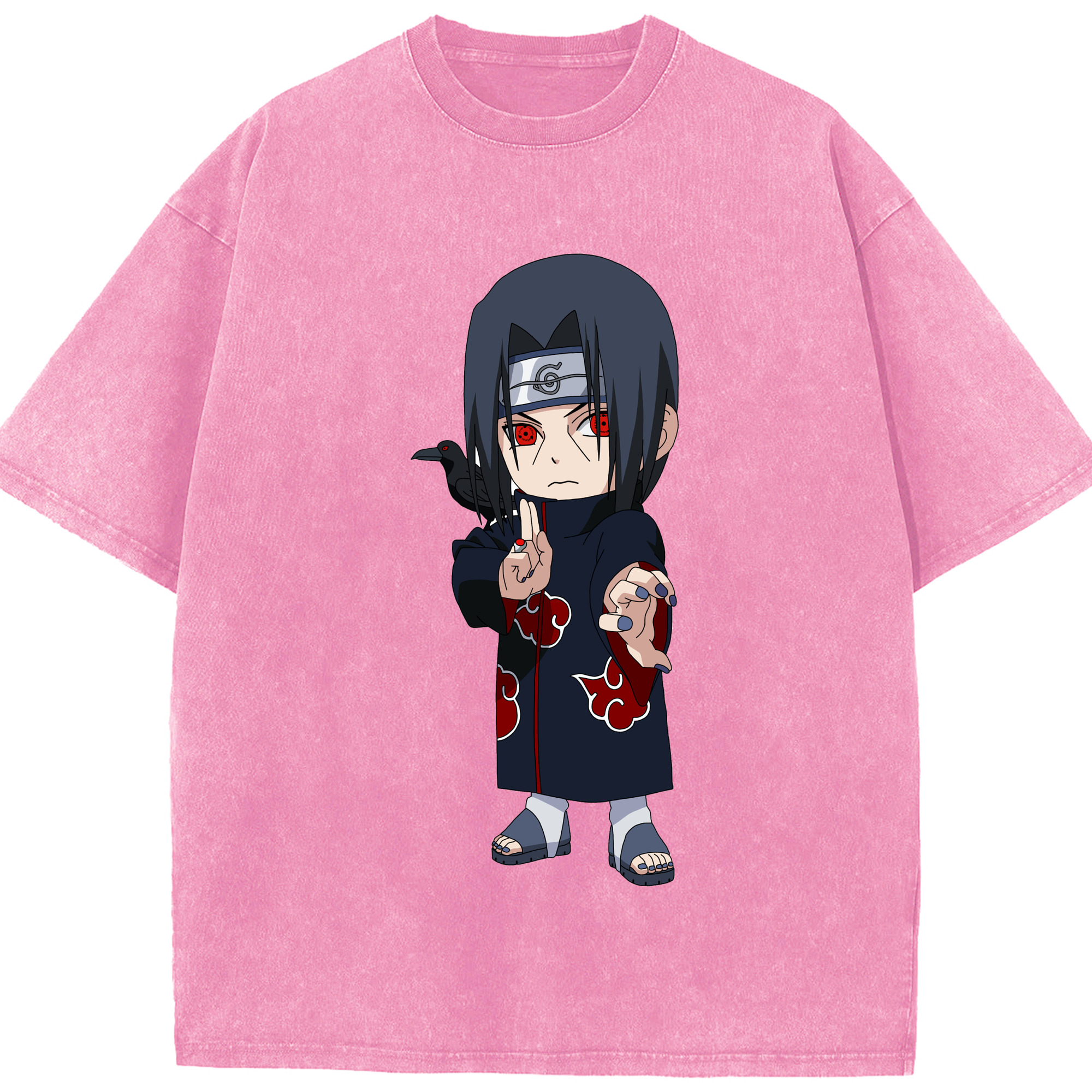 （画像用） NARUTO -ナルト- うちは イタチ Uchiha Itachi 綿100% ヴィンテージ風 半袖Tシャツ（フロントプリント）